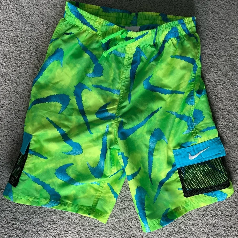 Nike Green and Blue Swim Shorts - Picture 1 of 3